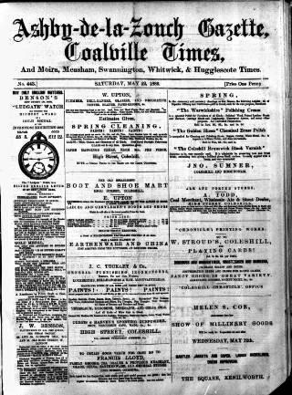 cover page of Ashby-de-la-Zouch Gazette published on May 22, 1886