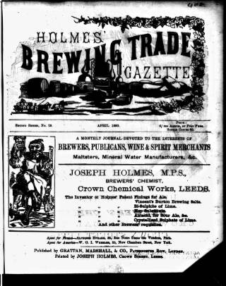 cover page of Holmes' Brewing Trade Gazette published on April 1, 1880