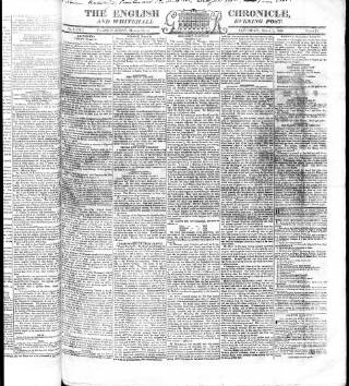 cover page of English Chronicle and Whitehall Evening Post published on April 1, 1820