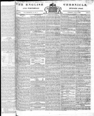 cover page of English Chronicle and Whitehall Evening Post published on August 2, 1823
