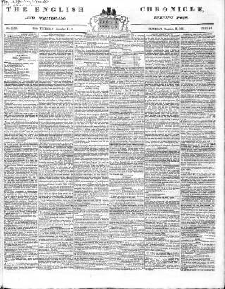 cover page of English Chronicle and Whitehall Evening Post published on December 13, 1828