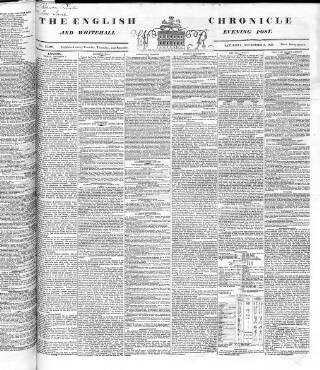 cover page of English Chronicle and Whitehall Evening Post published on November 2, 1833