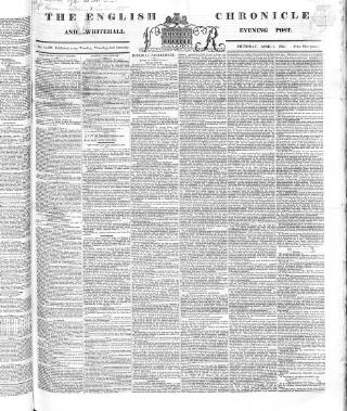 cover page of English Chronicle and Whitehall Evening Post published on April 1, 1841