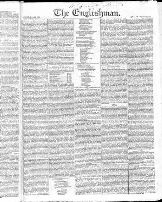 cover page of Englishman published on May 22, 1825