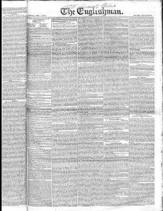 cover page of Englishman published on April 1, 1827