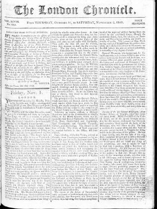 cover page of London Chronicle published on November 2, 1805