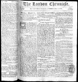 cover page of London Chronicle published on April 1, 1806