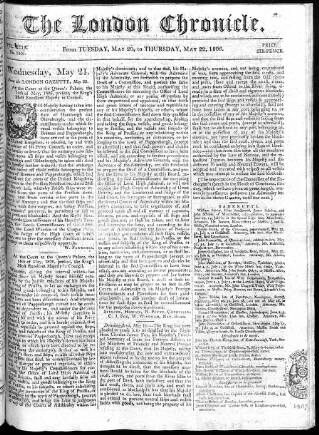 cover page of London Chronicle published on May 22, 1806