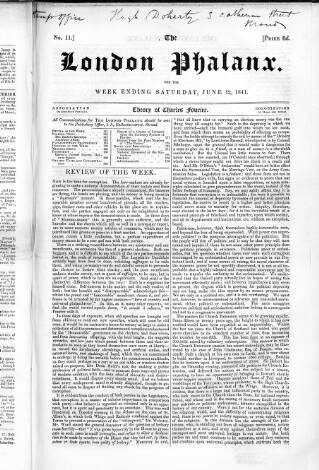 cover page of London Phalanx published on June 12, 1841