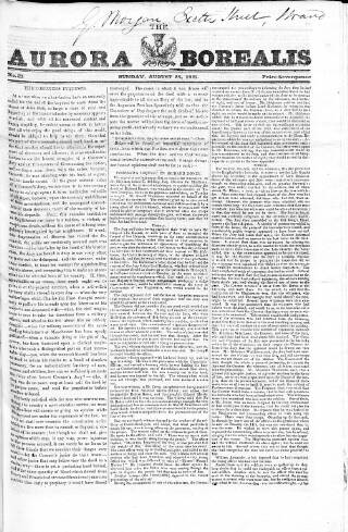 cover page of Aurora Borealis published on August 26, 1821