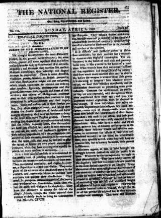 cover page of National Register (London) published on April 1, 1810