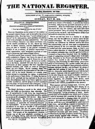 cover page of National Register (London) published on May 22, 1814