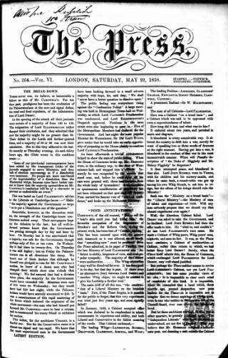 cover page of Press (London) published on May 22, 1858