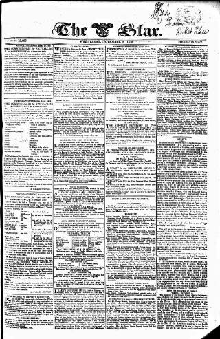 cover page of Star (London) published on November 2, 1825