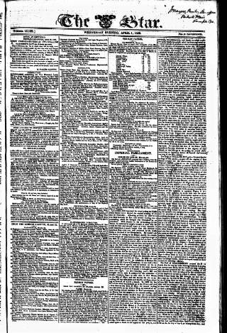 cover page of Star (London) published on April 1, 1829