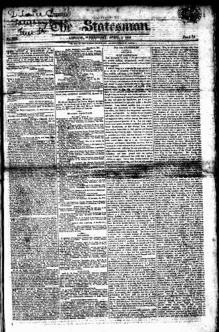 cover page of Statesman (London) published on April 1, 1818