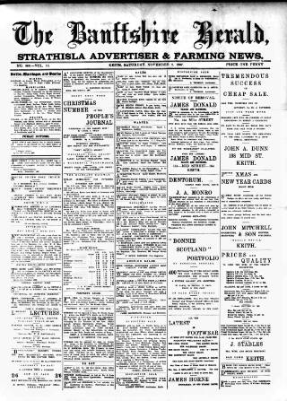 cover page of Banffshire Herald published on November 2, 1907