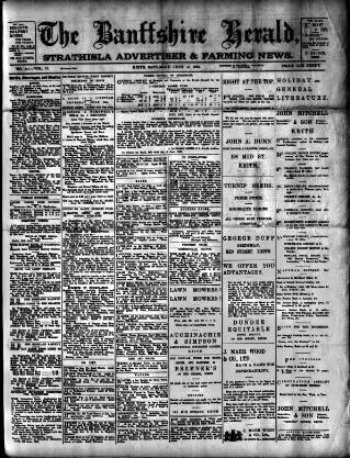 cover page of Banffshire Herald published on June 13, 1908