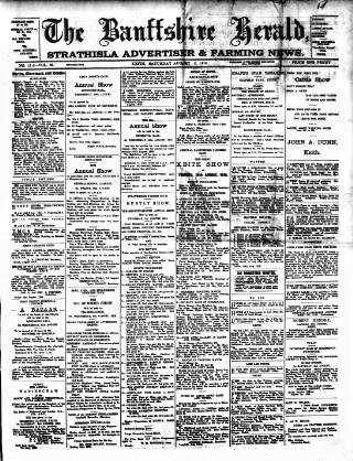 cover page of Banffshire Herald published on August 2, 1913