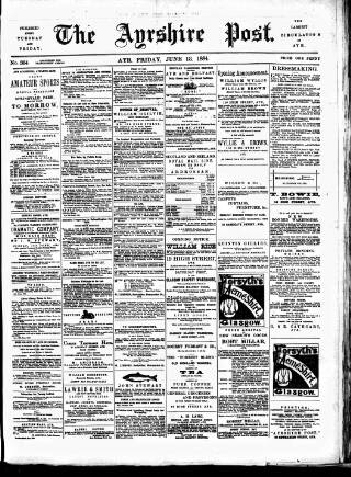 cover page of Ayrshire Post published on June 13, 1884