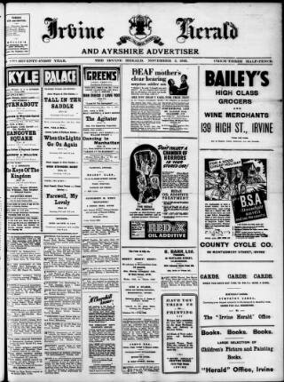 cover page of Irvine Herald published on November 2, 1945