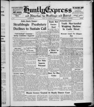 cover page of Huntly Express published on November 2, 1956