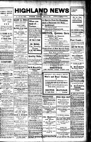 cover page of Highland News published on June 13, 1914
