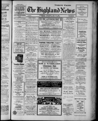 cover page of Highland News published on May 22, 1937