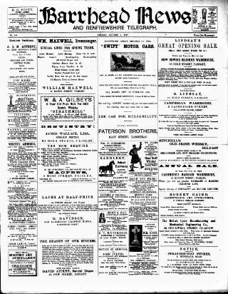 cover page of Barrhead News published on August 2, 1907