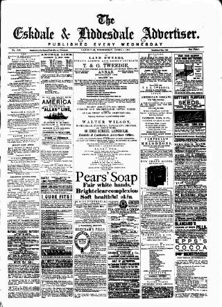 cover page of Eskdale and Liddesdale Advertiser published on April 1, 1891