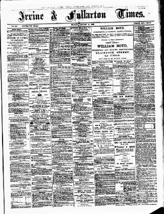 cover page of Irvine Times published on August 2, 1889