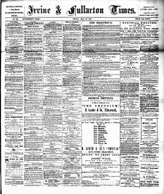 cover page of Irvine Times published on May 22, 1891