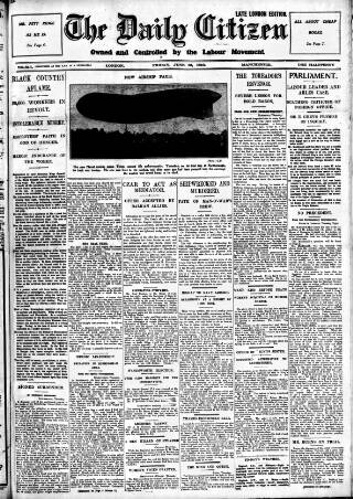cover page of Daily Citizen (Manchester) published on June 13, 1913