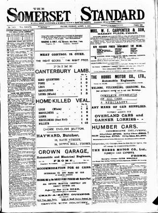 cover page of Somerset Standard published on April 1, 1921