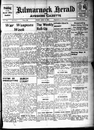 cover page of Kilmarnock Herald and North Ayrshire Gazette published on June 13, 1941