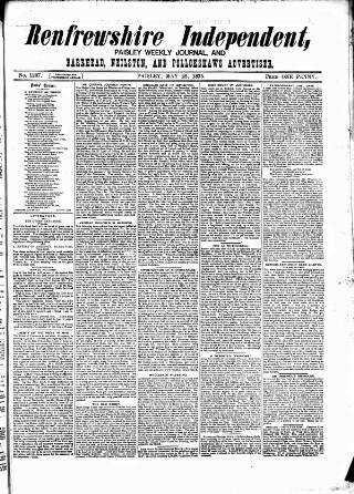 cover page of Renfrewshire Independent published on May 22, 1875