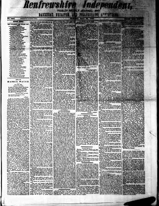 cover page of Renfrewshire Independent published on May 22, 1880