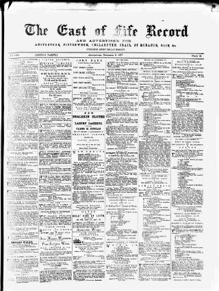 cover page of East of Fife Record published on November 2, 1877