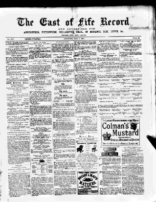 cover page of East of Fife Record published on April 1, 1881