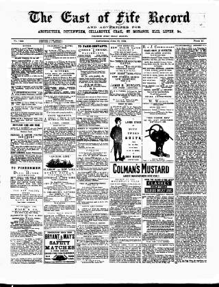 cover page of East of Fife Record published on June 13, 1884