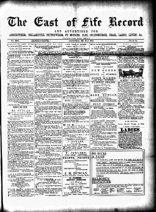 cover page of East of Fife Record published on May 22, 1896