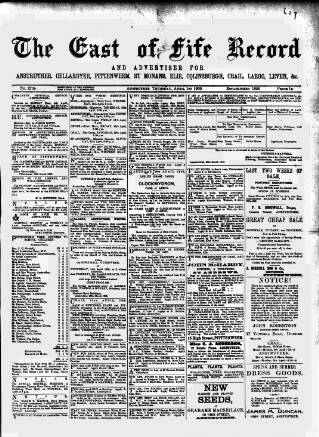 cover page of East of Fife Record published on April 1, 1909