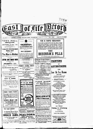 cover page of East of Fife Record published on August 2, 1917