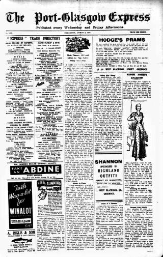 cover page of Port-Glasgow Express published on August 2, 1939