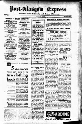cover page of Port-Glasgow Express published on May 22, 1942