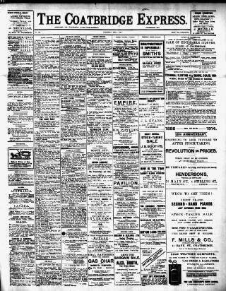 cover page of Coatbridge Express published on April 1, 1914