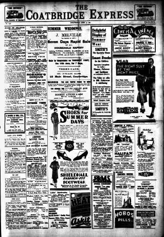cover page of Coatbridge Express published on June 13, 1934