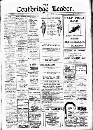 cover page of Coatbridge Leader published on April 1, 1922