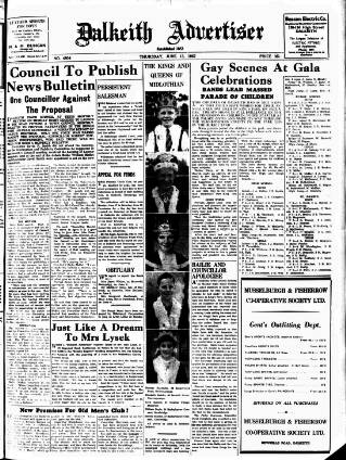 cover page of Dalkeith Advertiser published on June 13, 1957
