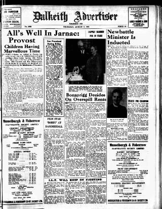 cover page of Dalkeith Advertiser published on August 2, 1962